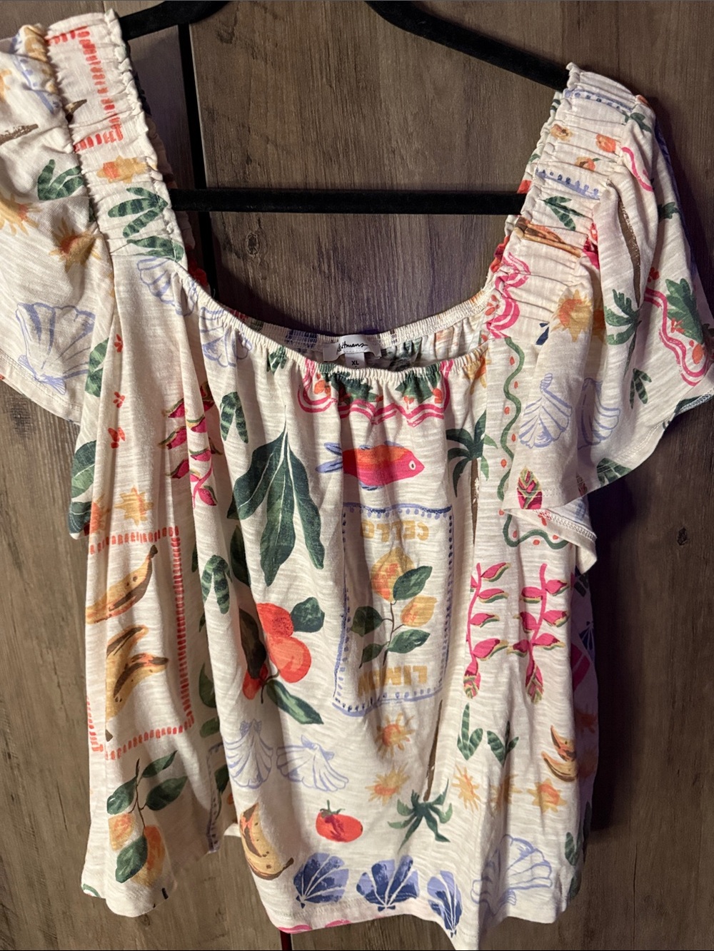 Reitmans Tropical stamp off the shoulder top - Picture 2 of 4